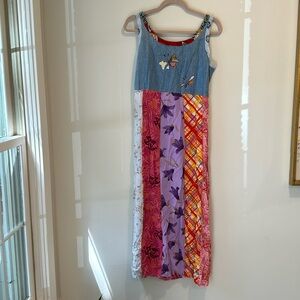 Vintage Sacred Threads denim and floral dress